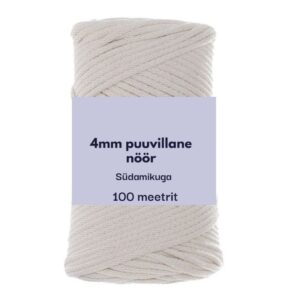 4mm 100m punutud nöör heledam kreemjasvalge