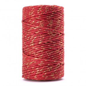 2mm 60m makramee heledam punane kuldniidiga