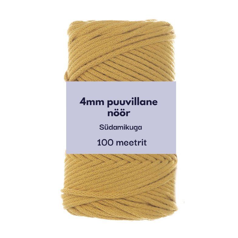4mm 100m punutud nöör täiskollane