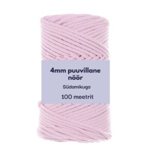 4mm 100m punutud nöör heleroosa
