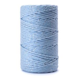 2mm 60m makramee helesinine hõbedase niidiga