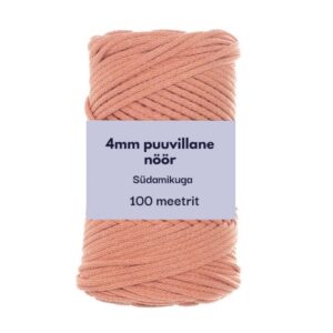 4mm 100m punutud nöör kreemjas roosa