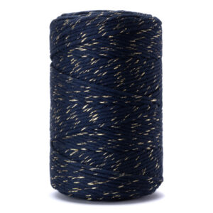 2mm 60m makramee tumesinine kuldse niidiga