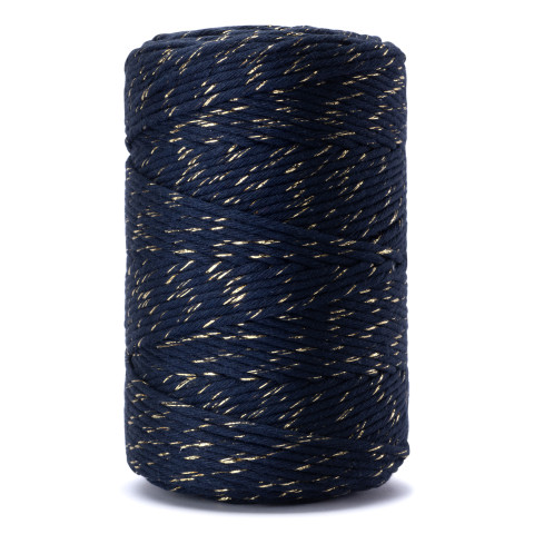 2mm 60m makramee tumesinine kuldse niidiga