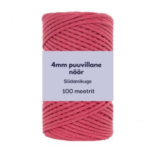 4mm 100m punutud nöör greibipunane