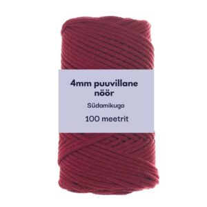 4mm 100m punutud nöör tumepunane