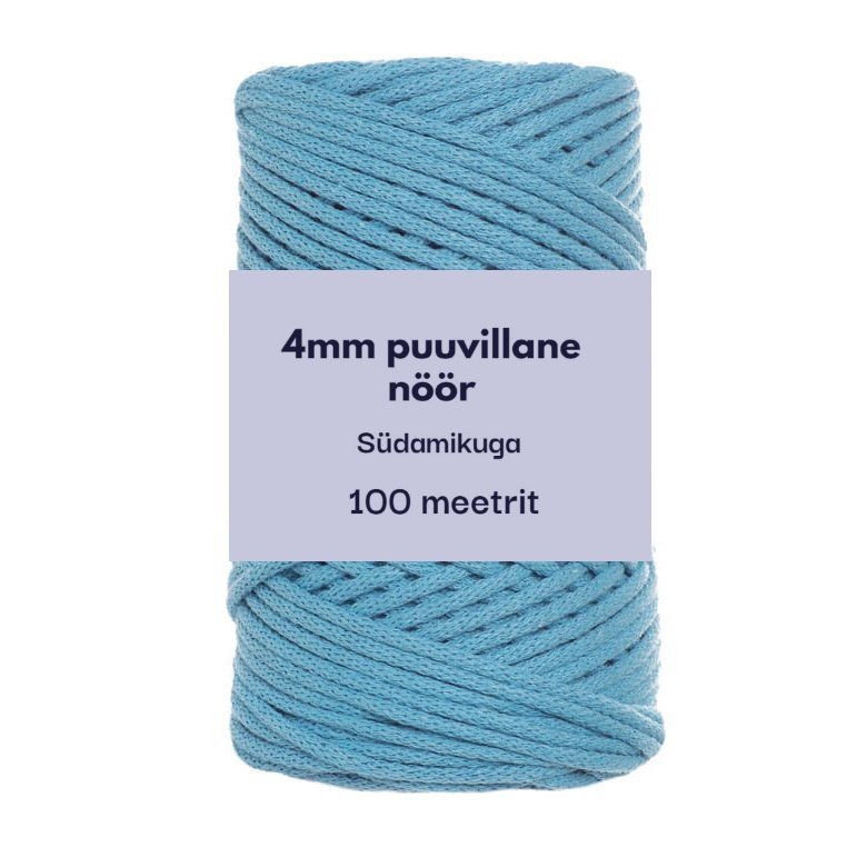 4mm 100m punutud nöör hele türkiis