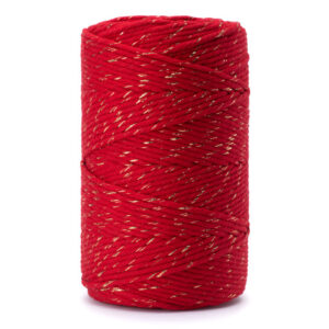 2mm 60m makramee täispunane kuldniidiga
