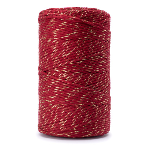 2mm 60m makramee tumepunane kuldniidiga