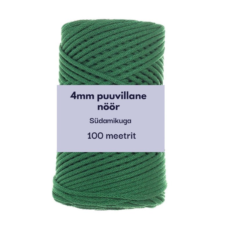 4mm 100m punutud nöör täisroheline