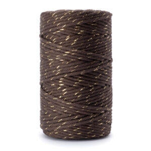 2mm 60m makramee tumepruun kuldniidiga